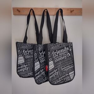 Lululemon Three Black and White Quote Small Reusable Bags